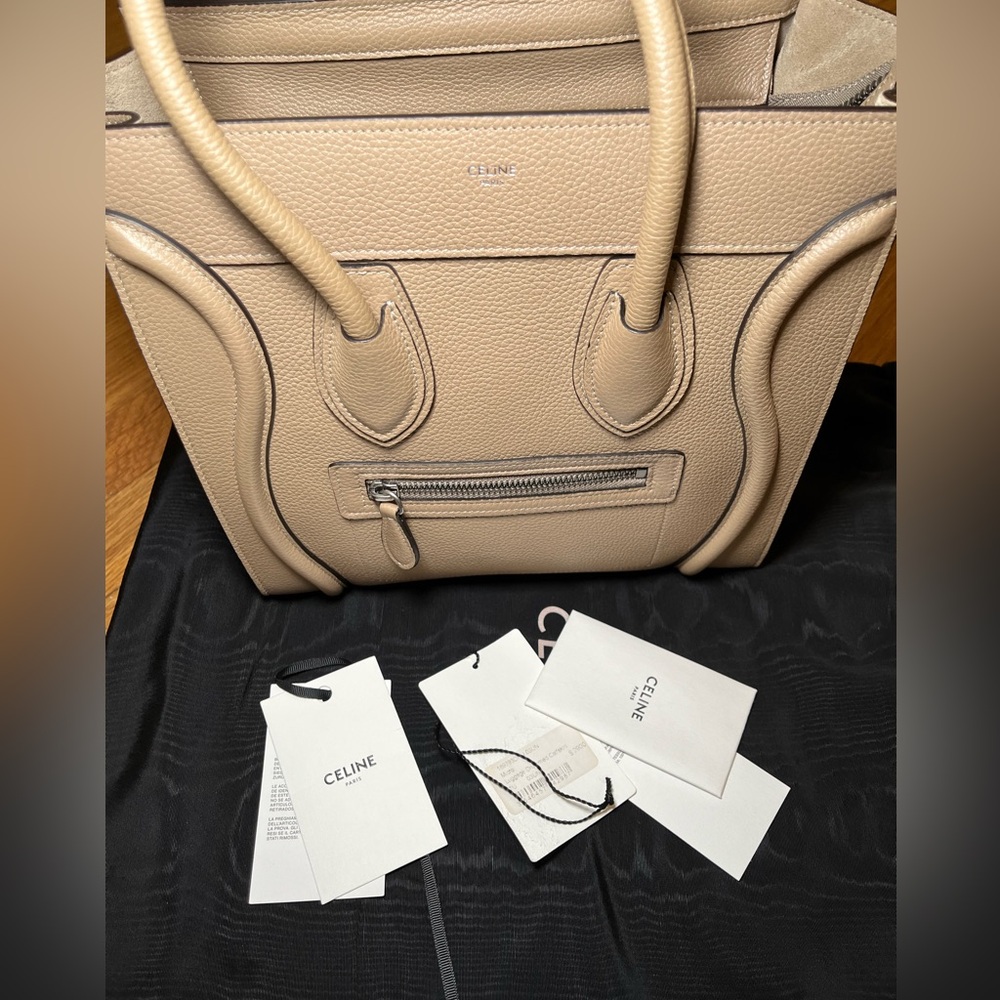 MICRO LUGGAGE HANDBAG IN DRUMMED CALFSKIN Dune